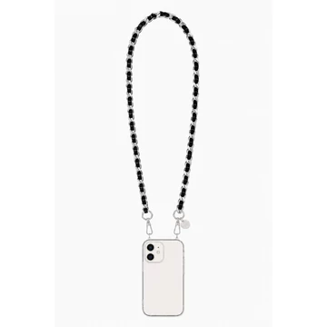 Como Milano telefonlánc CMMJ.003.BB.03.01 120cm nemesacél fekete bőr fonattal