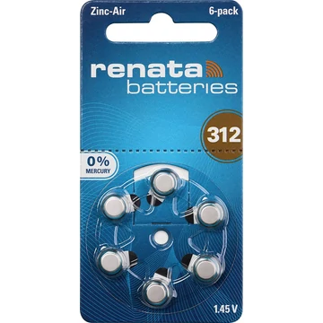 Renata ZA312 hallókészülék gombelem 6db/csomag