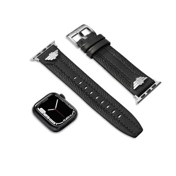 Police Wings fekete bőr Apple Watch szíj 20 mm