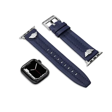 Police Wings fekete bőr Apple Watch szíj 22 mm