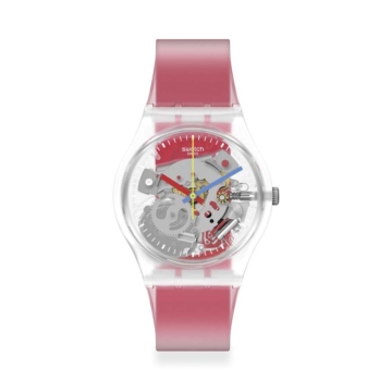 Swatch Clearly Red Striped unisex karóra GE292