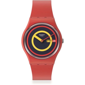 Swatch Swatch Concentric Red unisex karóra SO28R702