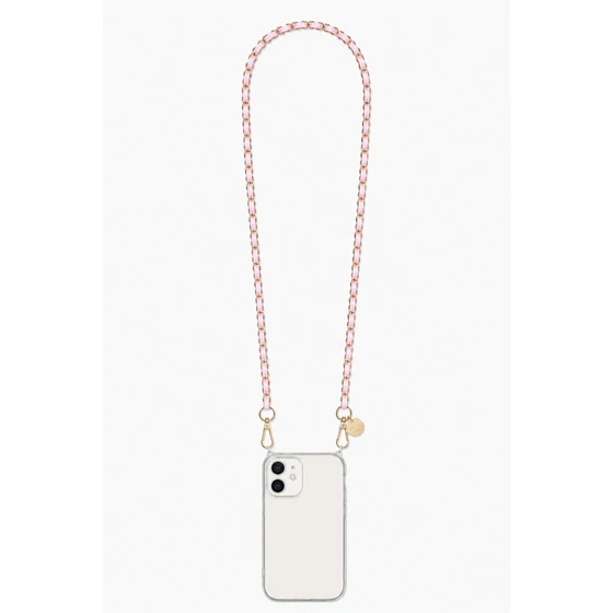 Como Milano telefonlánc CMMJ.003.PK.03.02 120cm nemesacél rózsaszín bőr fonattal