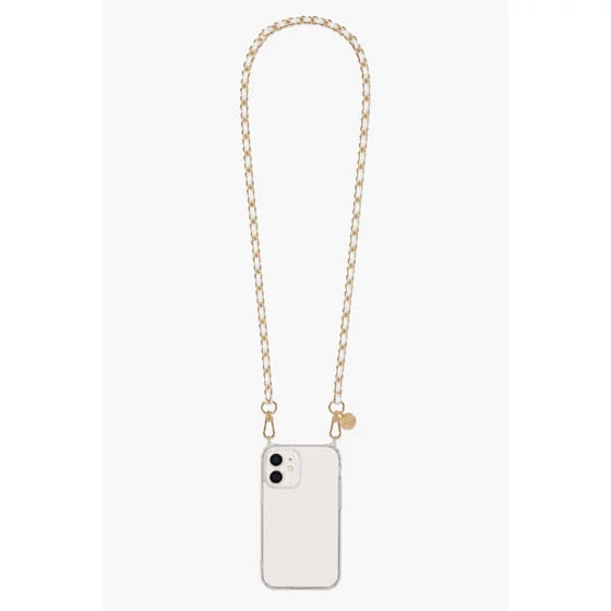 Como Milano telefonlánc CMMJ.003.WH.03.02 120cm nemesacél fehér bőr fonattal