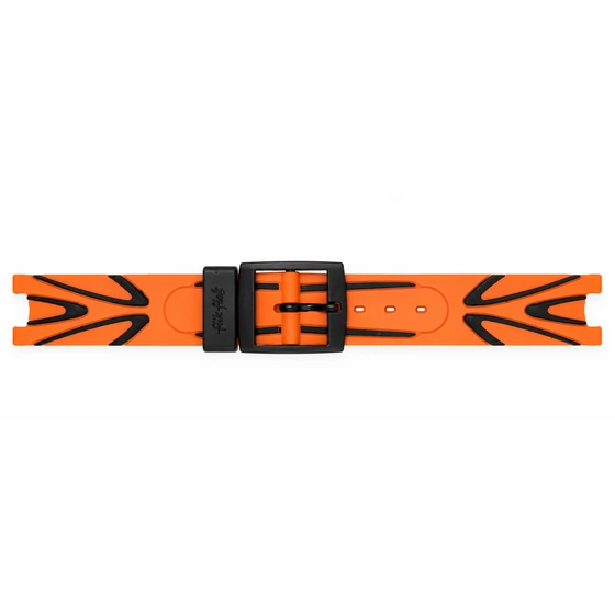 FLIK FLAK ZAFCS025 STRAP SHAPED BLACK &amp; ORANGE/ SILICONE STRAP