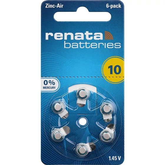 Renata ZA10 hallókészülék gombelem 6db/csomag