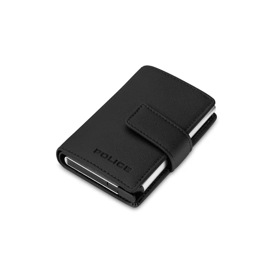 POLICE BŐR PELGD2206901 KÁRTYATARTÓ AUT. GENTS CARD CASE IN BLACK VEGAN 