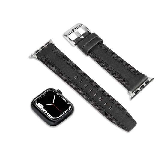 Timberland Monteverde fekete bőr Apple Watch szíj textil felsőrésszel 22 mm
