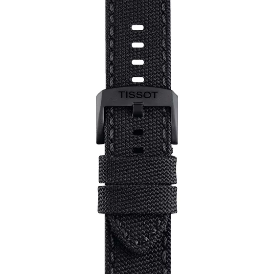 Tissot fekete gyári textúrált bőrszíj 22 mm