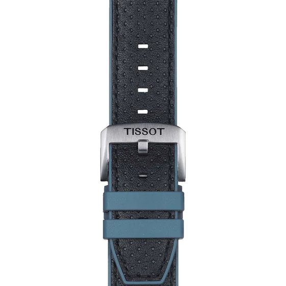 Tissot kék gyári szilikon óraszíj bőr felsőrésszel 22 mm