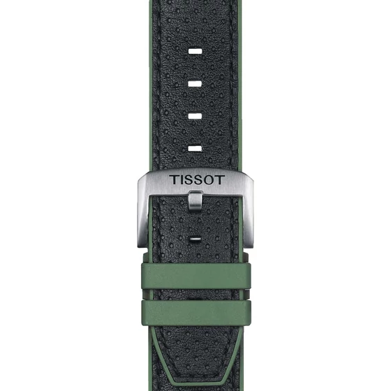 Tissot zöld gyári szilikon óraszíj bőr felsőrésszel 22 mm
