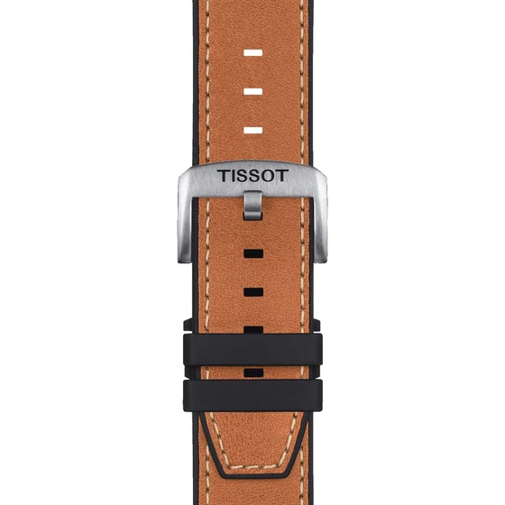Tissot barna gyári szilikon óraszíj hasított bőr felsőrésszel 23 mm